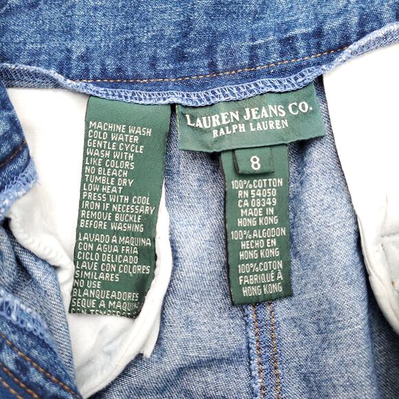 Vintage Ralph Lauren Jeans Co Blue Jeans Straight Leg Attached Belt Detail Sz 8 - Picture 9 of 9